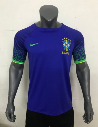 2022 World Cup Brazil Away Blue Soccer Thailand Jersey AAA-522/07/705/416