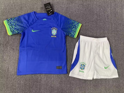 2022-23 Brazil Away Blue Kids/Youth Soccer Uniform-36/522/507