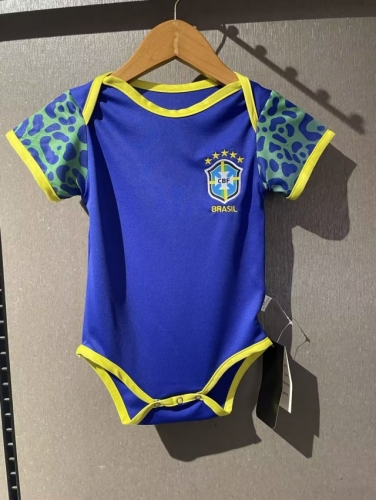 (Size 9/12) 2022 World Cup Brazil Away Blue Baby Soccer Uniform-308