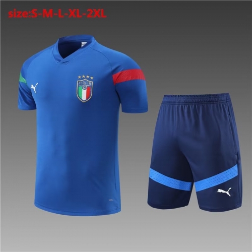 2022/23 Italy Cai Blue Shorts-Sleeve Soccer Tracksuit Uniform-801/815