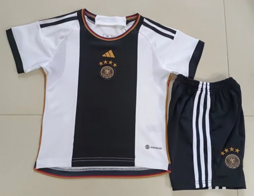 Kids 2022-23 Germany Home Black & White Soccer Uniform-507