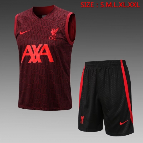 2022/23 Liverpool Dark Red ink jet Shorts-Sleeve Thailand Tracksuit Vest Uniform-815