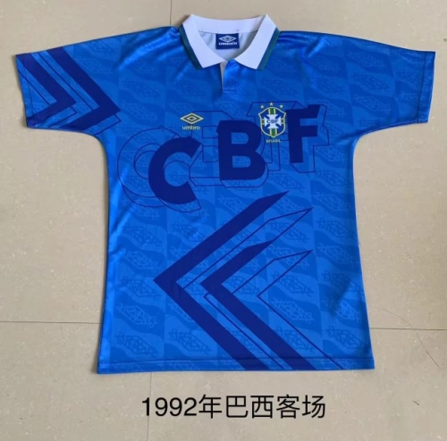 1992 Retro Version Brazil Away Blue Thailand Soccer Jersey AAA-709