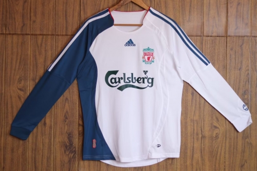 06-07 Retro Version Liverpool Away White LS Thailand Soccer Jersey AAA-601