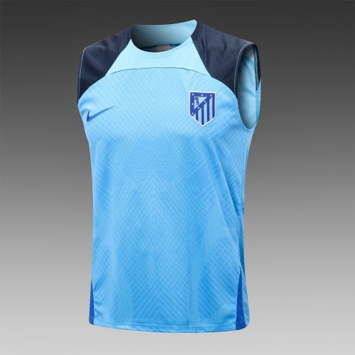 2022/23 Atletico Madrid CaiBlue Shorts-sleeve Thailand Soccer Tracksuit-815