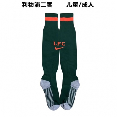 Kids/Adult 2022/23 Liverpool 2nd Away Green Thailand Soccer Socks