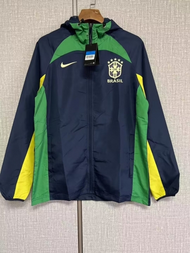 2022/23 Brazil Black Thailand Soccer WindbreakerTop With Hat-815