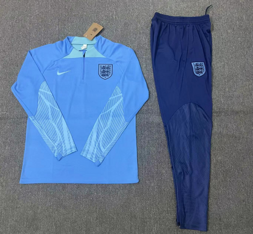 2022/23 England Blue Thailand Soccer Tracksuit Uniform-801