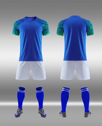 Without Logo 22/23 Brazil Away Blue Soccer Uniform-DN