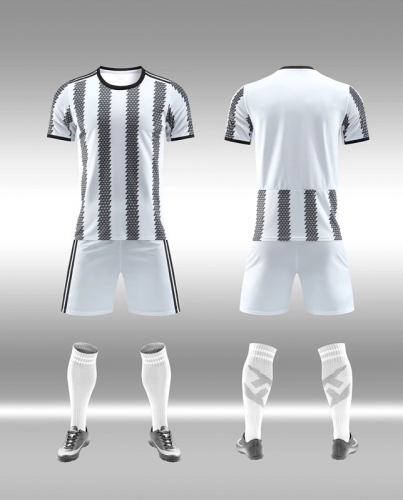 Without Logo 22/23 Juventus Home Black & White Soccer Uniform-DN