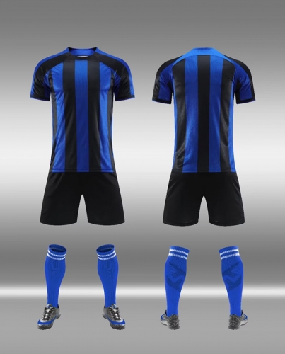 Without Logo 22/23 Inter Milan Home Blue & Black Soccer Uniform-DN