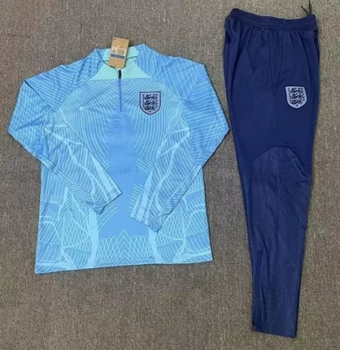Player Version 2022/23 England Light Blue Kids/Youth Soccer Tracksuit Uniform-801