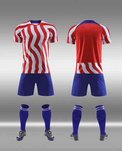 Without Logo 22/23 Atletico Madrid Home Red & White Soccer Uniform-DN