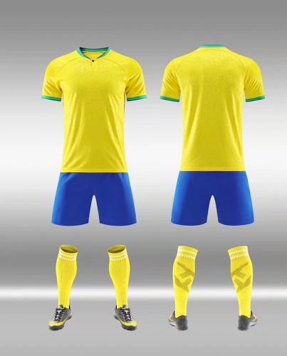 Without Logo 22/23 Brazil Home Yellow Soccer Uniform-DN