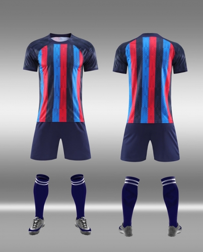 Without Logo 22/23 Barcelona Home Red & Blue Soccer Uniform-DN