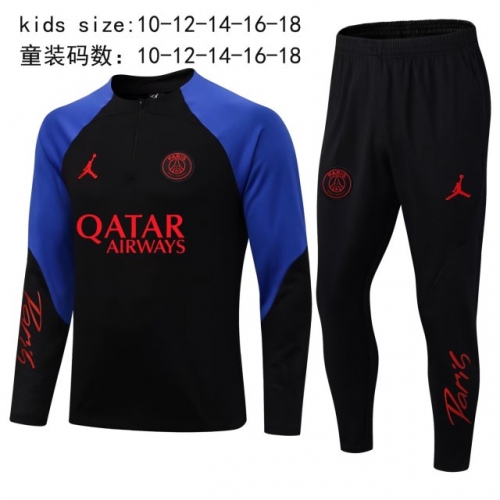 2022/23 Paris SG Black & Blue Youth/Kids Thailand Soccer Tracksuit Uniform-411