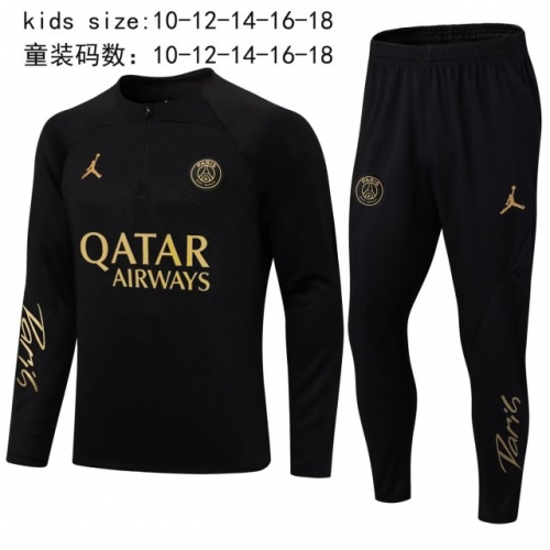 2022/23 Paris SG Black Youth/Kids Thailand Soccer Tracksuit Uniform-411