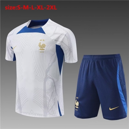 2022-23 France White Thailand Soccer Tracksuit Uniform-801