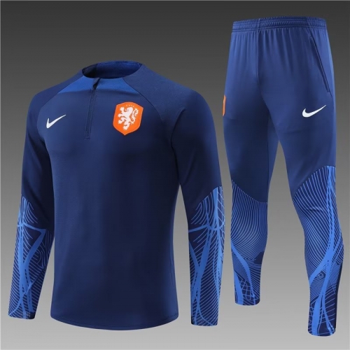 2022-23 Netherlands CaiBlue Thailand Soccer Tracksuit Uniform-801