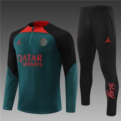Adult Player Version 2022/23 Paris SG Dark Green Thailand Soccer Tracksuit Uniform-801