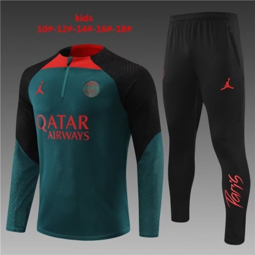 Player Version 2022/23 Paris SG Dark Green Youth/Kids Thailand Soccer Tracksuit Uniform-801