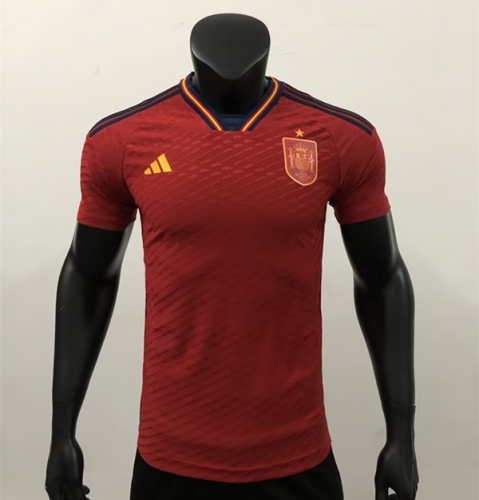 Player Version 2022 World Cup Spain Home Red Thailand Soccer Jersey AAA-408/MY/16
