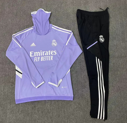 2022/23 Real Madrid Purple High Collar Thailand Tracksuit Uniform-801