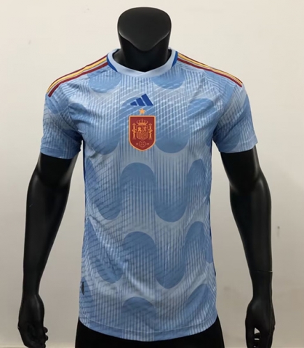 Player Version 2022 World Cup Spain Away Blue Thailand Soccer Jersey AAA-703/408/MY