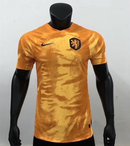 Player Version 2022 World Cup Netherlands Home Orange Thailand Soccer Jersey AAA-MY/2100