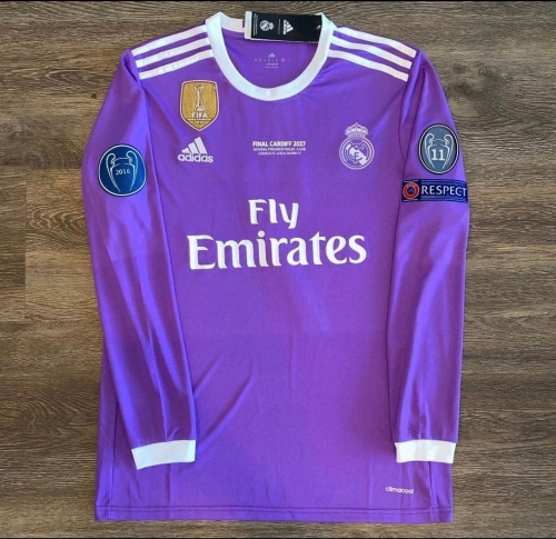 With patch 16-17 Retro Version Real Madrid Purple Thailand LS Soccer Jersey AAA-301/710