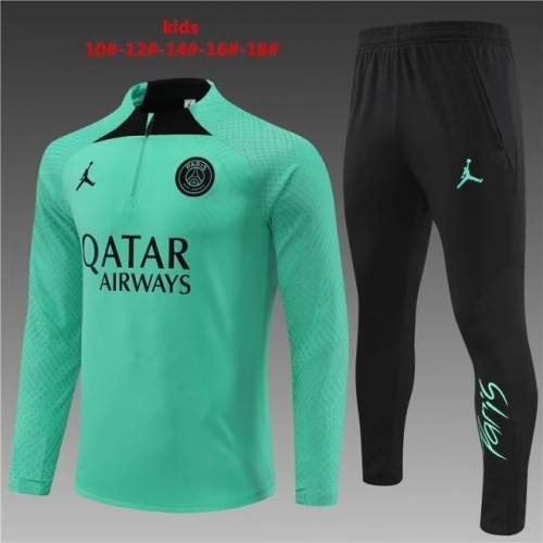 Player Version 2022/23 Paris SG Green Youth/Kids Thailand Soccer Tracksuit Uniform-801