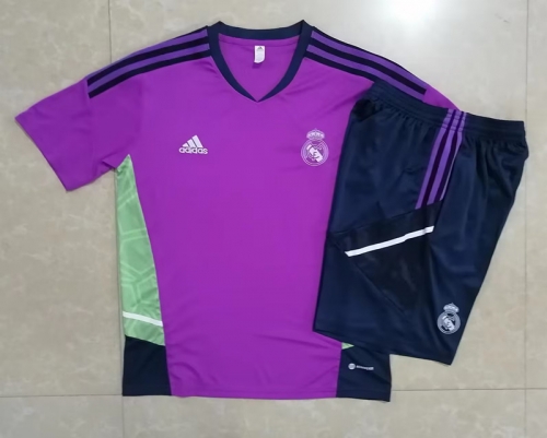 2022/23 Real Madrid Pink Shorts-Sleeve Thailand Tracksuit Uniform-815