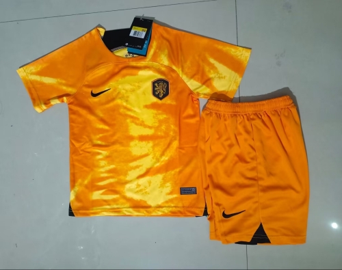 2022-23 Netherlands Home Orange Kids/Youth Soccer Uniform-507