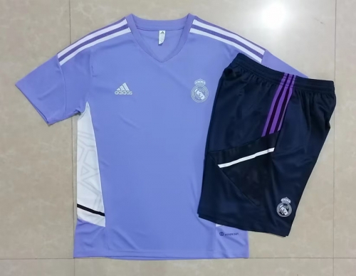 2022/23 Real Madrid Purple Shorts-sleeve Thailand Tracksuit Uniform-815