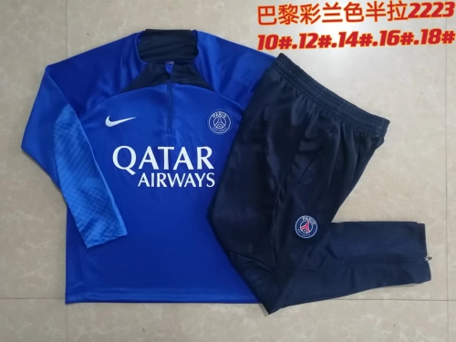 Kids 2022/23 Paris SG CaiBlue Kids/Youth Soccer Tracksuit Uniform-815