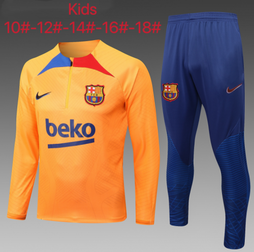 2022/23 Barcelona Orange Kids/Youth Soccer Tracksuit Uniform-815