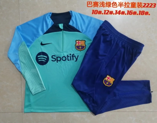 Kids 2022/23 Barcelona Green Kids/Youth Soccer Tracksuit Uniform-815