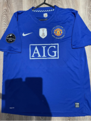 With patch UEFA Champions League 07-08 Retro Version Manchester United Blue Thailand Soccer Jersey AAA-601/311