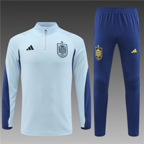 2022/23 Spain Light Blue Kids/Youth Thailand Soccer Tracksuit Uniform-801