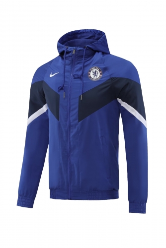 2022/23 Chelsea Blue Thailand Soccer Windbreaker Top With Hat-LH