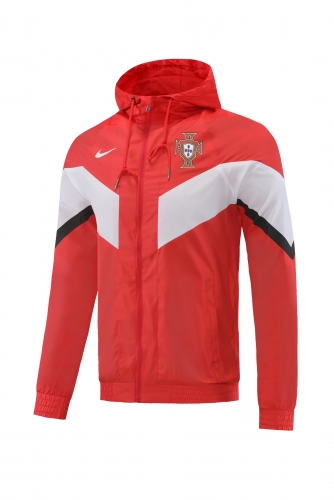 2022/23 Portugal Red Thailand Soccer Windbreaker Top With Hat-SH/LH