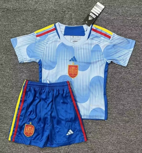 World Cup 2022 Spain Away Blue Kids/Youth Soccer Uniform-516/507/522