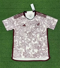 In stock 2022 World Cup Mexico Away Light Yellow & Red Thailand Soccer Jersey AAA-312/TJ