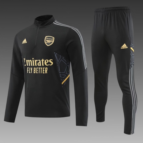 2022-23 Arsenal Black Soccer Tracksuit Uniform-PO