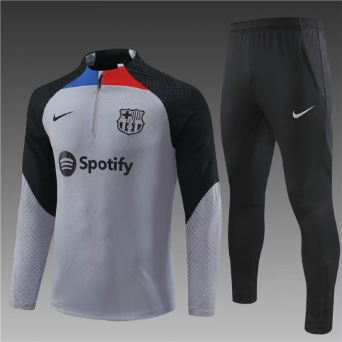 Player Version 2022/23 Barcelona Gray Kids/Youth Soccer Tracksuit Uniform-801