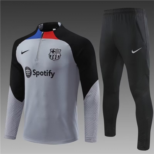 2022/23 Barcelona Gray Kids/Youth Soccer Tracksuit Uniform-801