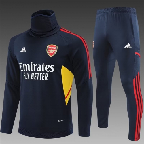 2022/23 Arsenal Royal Blue High Collar Kids/Youth Soccer Tracksuit Uniform-801