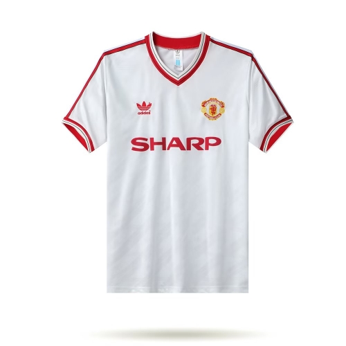 86 Retro Version Manchester United Away White Thailand Soccer Jersey AAA-811