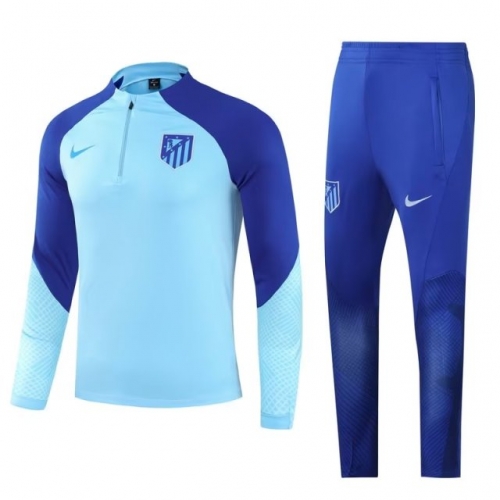 2022/23 Atletico Madrid Blue Kids/Youth Soccer Tracksuit Uniform-GDP