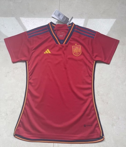 2022 World Cup Spain Home Red Female Thailand Soccer Jersey-27/JM